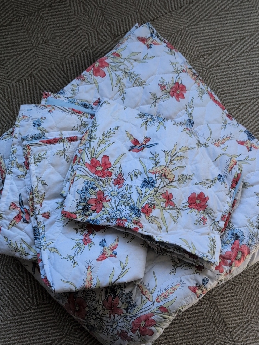 Jessica Simpson Floral Birds Quilt Coverlet With Shams Microfiber Full Size